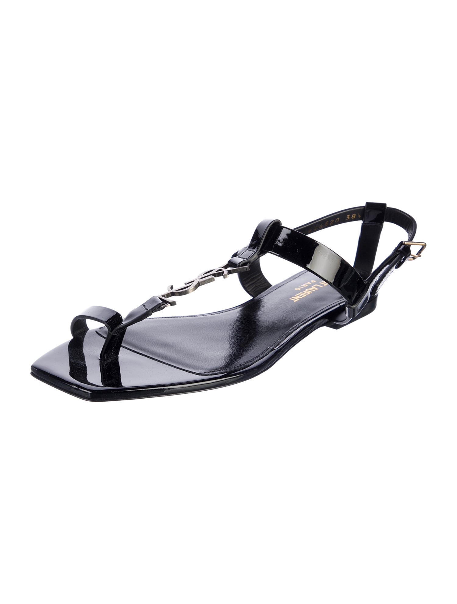 Saint Laurent Patent Leather T-Strap Sandals